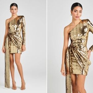 slim fit dress slacks NADINE MERABI Metallic Elysia Gold Sequin Tweed Mini Dress UK 8 – Reliked